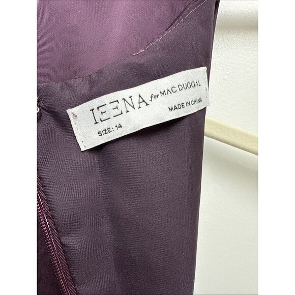 MAC DUGGAL Size 14 Plum 2647 Front Twist V-Neck Long Puff Sleeve Jumpsuit New - Picture 9 of 10